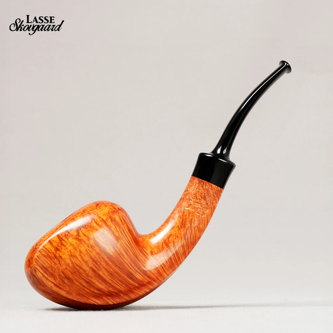 丹麦大师Lasse拉塞 光面橡果弯斗 单狮子级别 3mm 手工石楠木烟斗