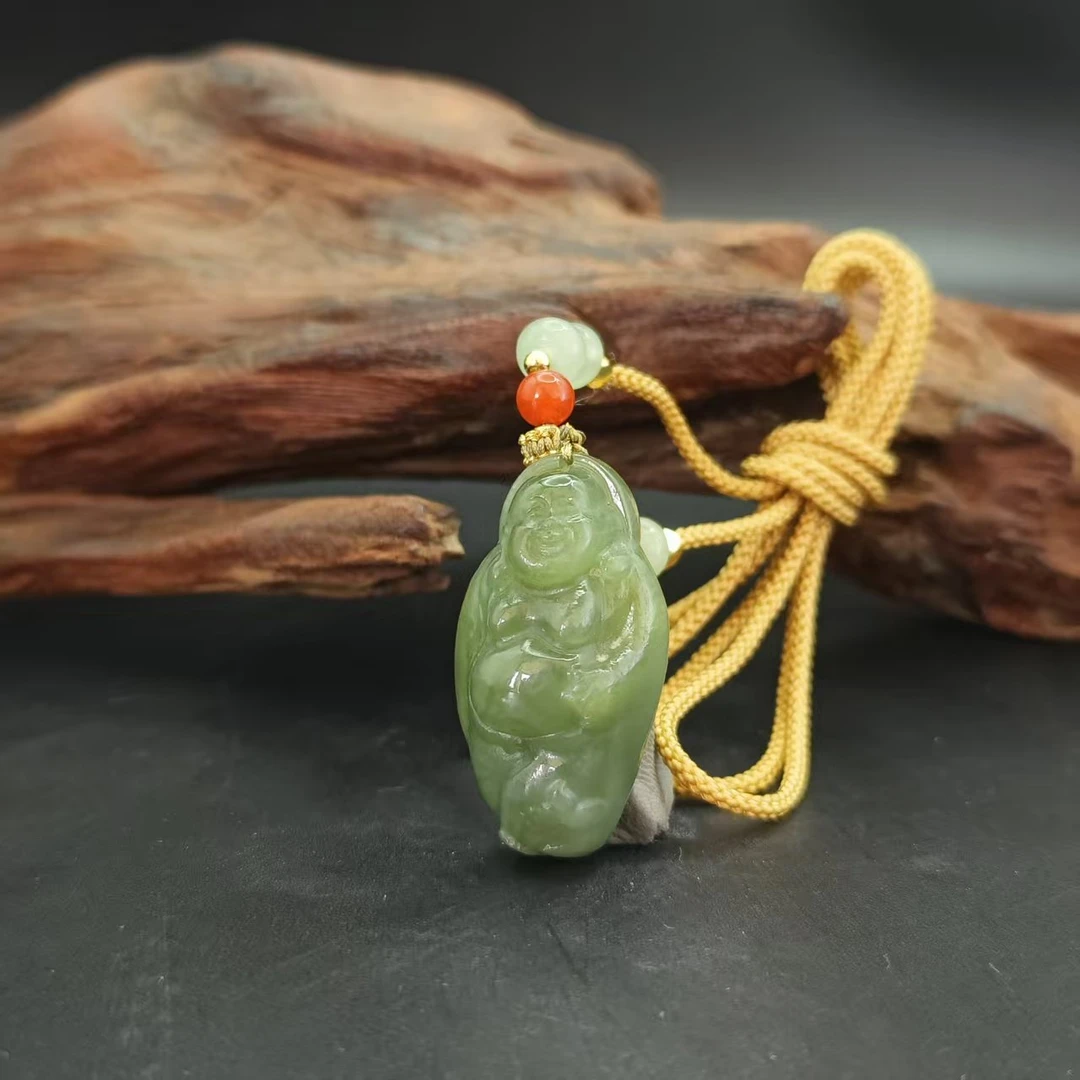 Q和田玉碧玉佛公吊坠4967