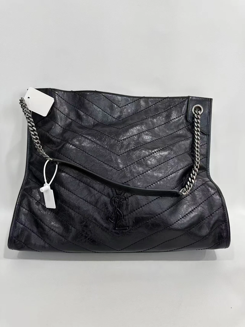 95新 YSL/圣罗兰 捐金沉珠/大号shopping bag黑色单肩