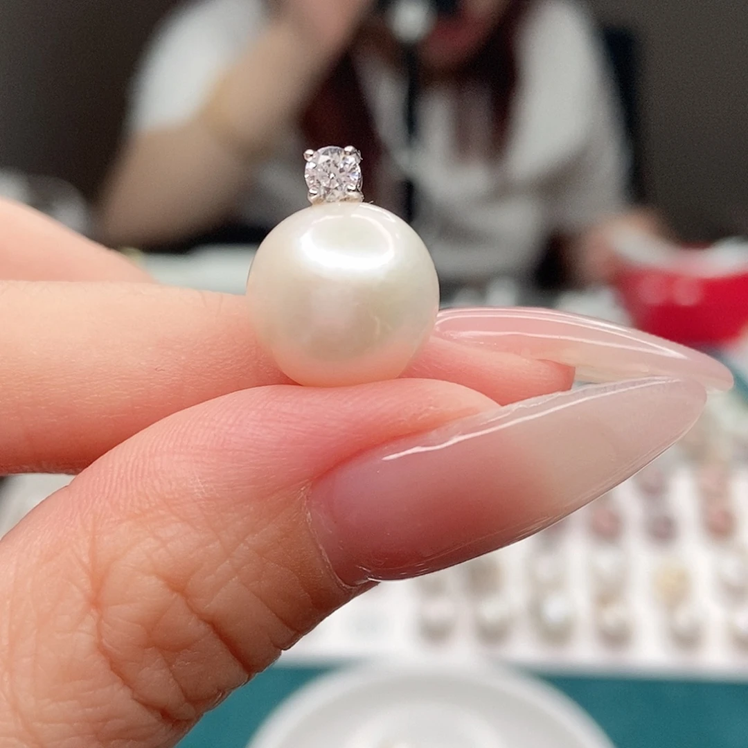 吊坠(不含链)银S925镶嵌淡水珍珠