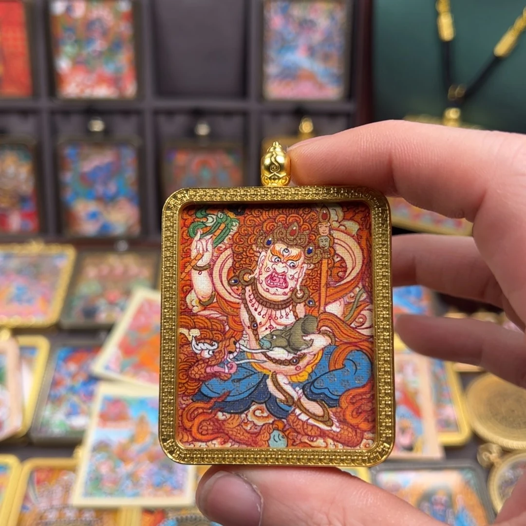 吊坠白cc纯手绘唐卡