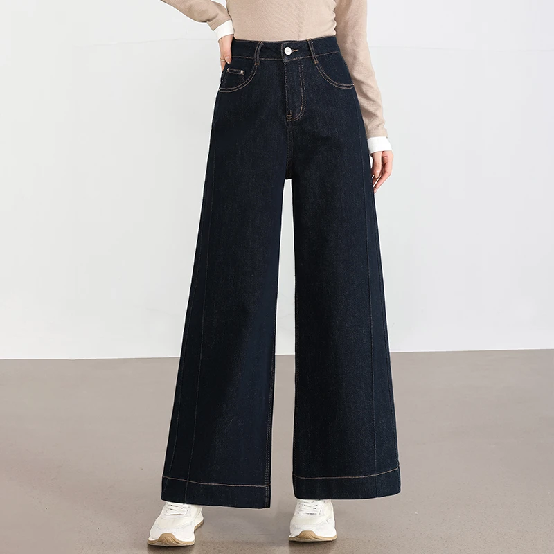 丹宁牛仔裤女2025年新款春款通勤时尚百搭高腰显瘦小脚直筒阔腿裤