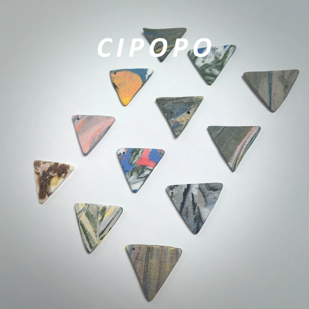 非金属陶瓷耳饰 三角形系列瓷婆婆新中式耳饰复古手作耳环设计款