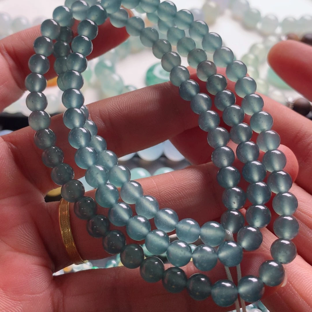 未镶嵌手链翡翠天然翡翠卡6.5冰蓝项链