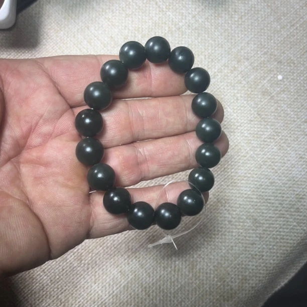 和田玉青玉卡12手串一细料