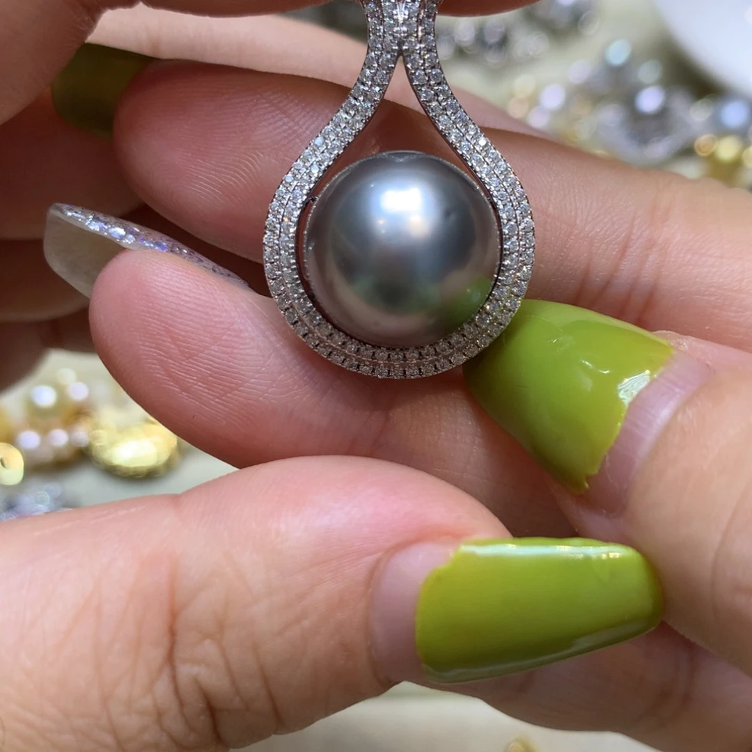 海水珍珠银S925镶嵌颈饰