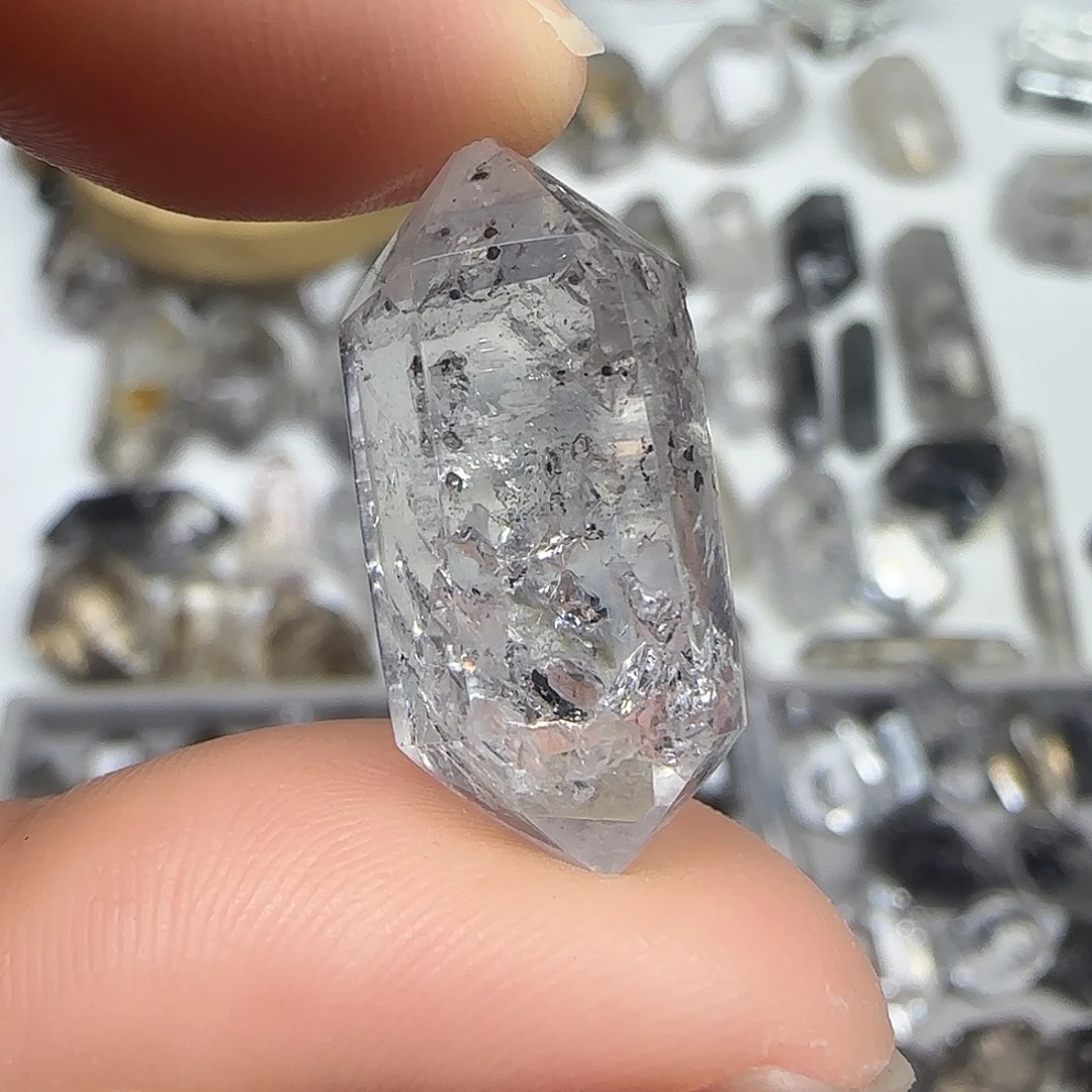 未镶嵌珠宝半成品水晶闪灵双尖随形