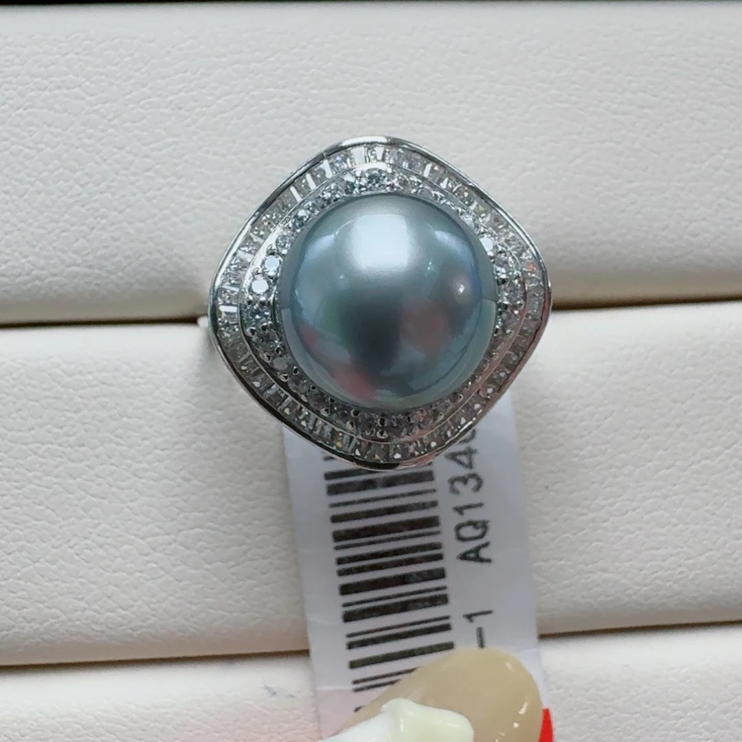 戒指海水珍珠银S925镶嵌@@aq134