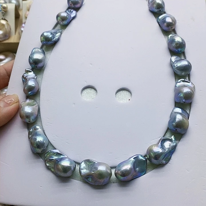 银S925镶嵌淡水珍珠耳饰五*