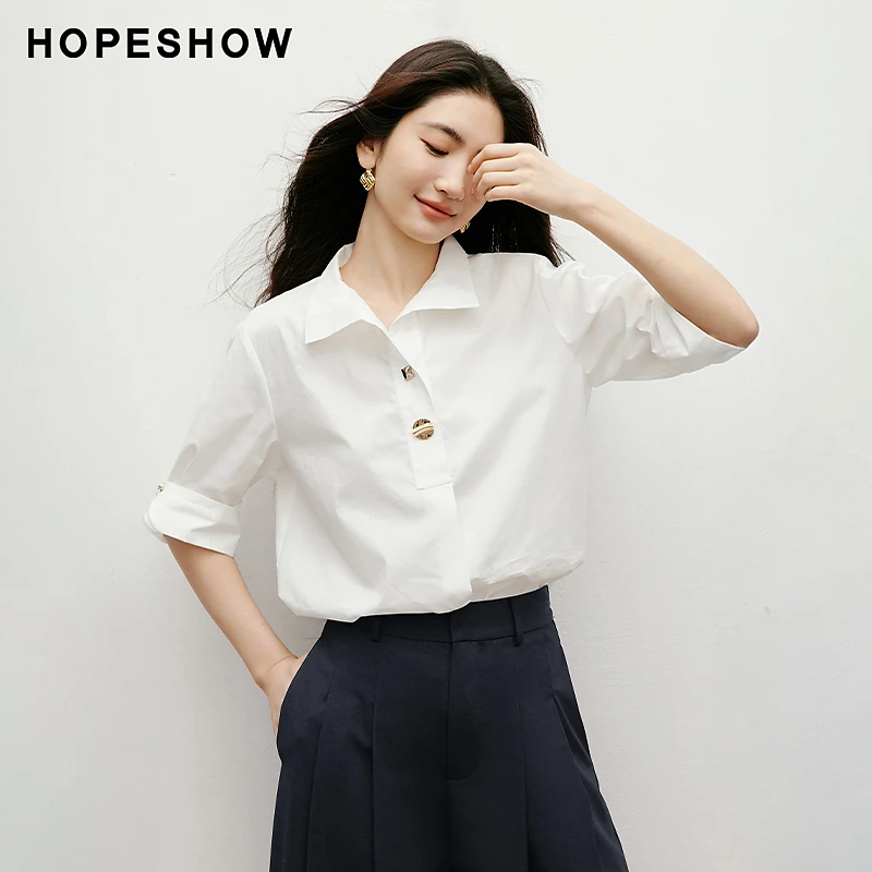 红袖2025秋季新款女装 异形金属扣捏褶半开襟套头上衣90125242001