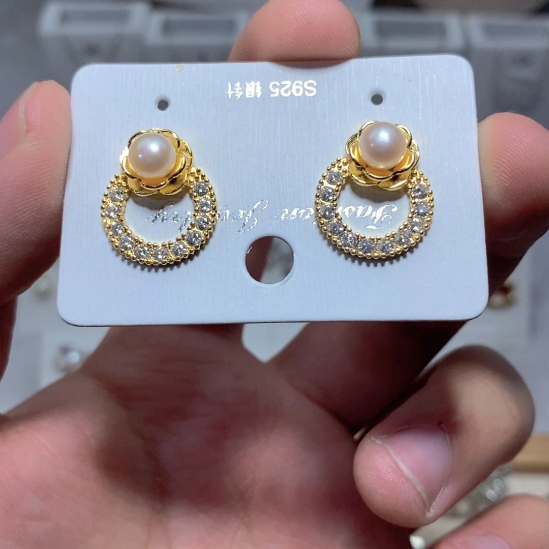 淡水珍珠耳饰银S925镶嵌
