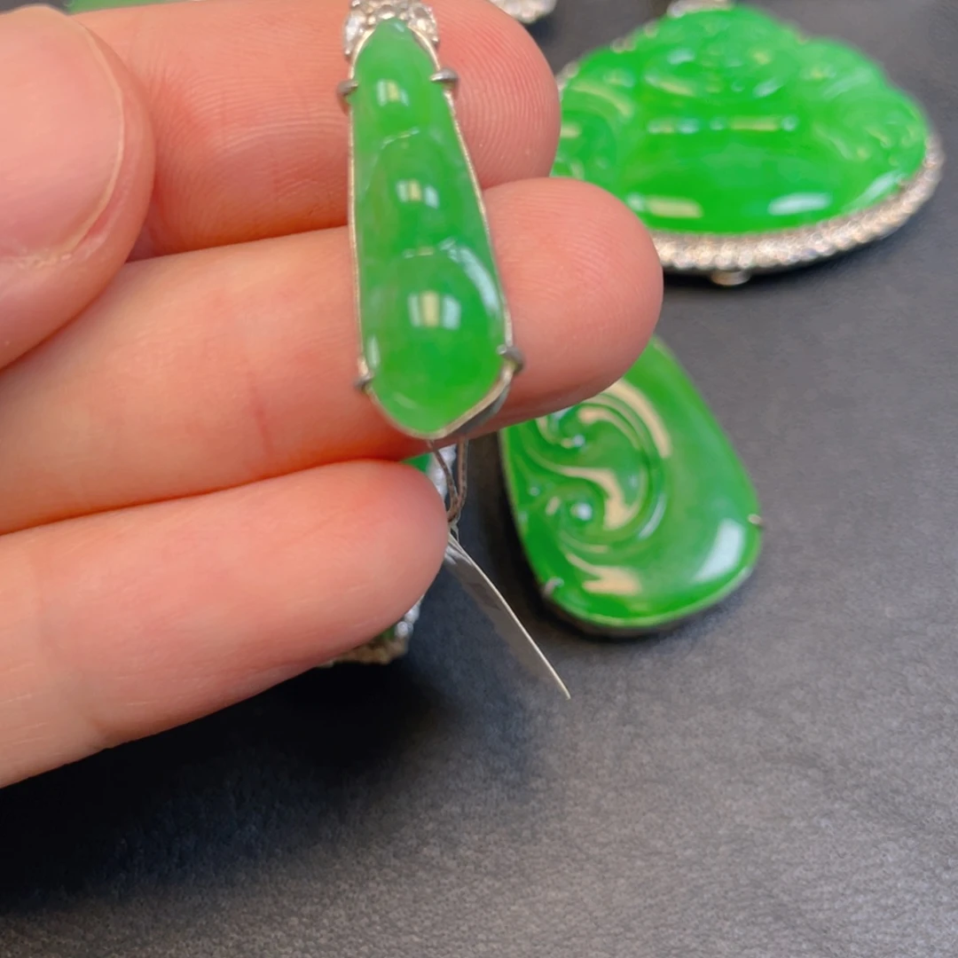 翡翠银S925镶嵌吊坠(不含链)