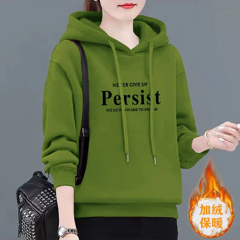 加绒卫衣连帽新款妈妈女装宽松加厚显瘦减龄保暖秋冬上衣时尚外套