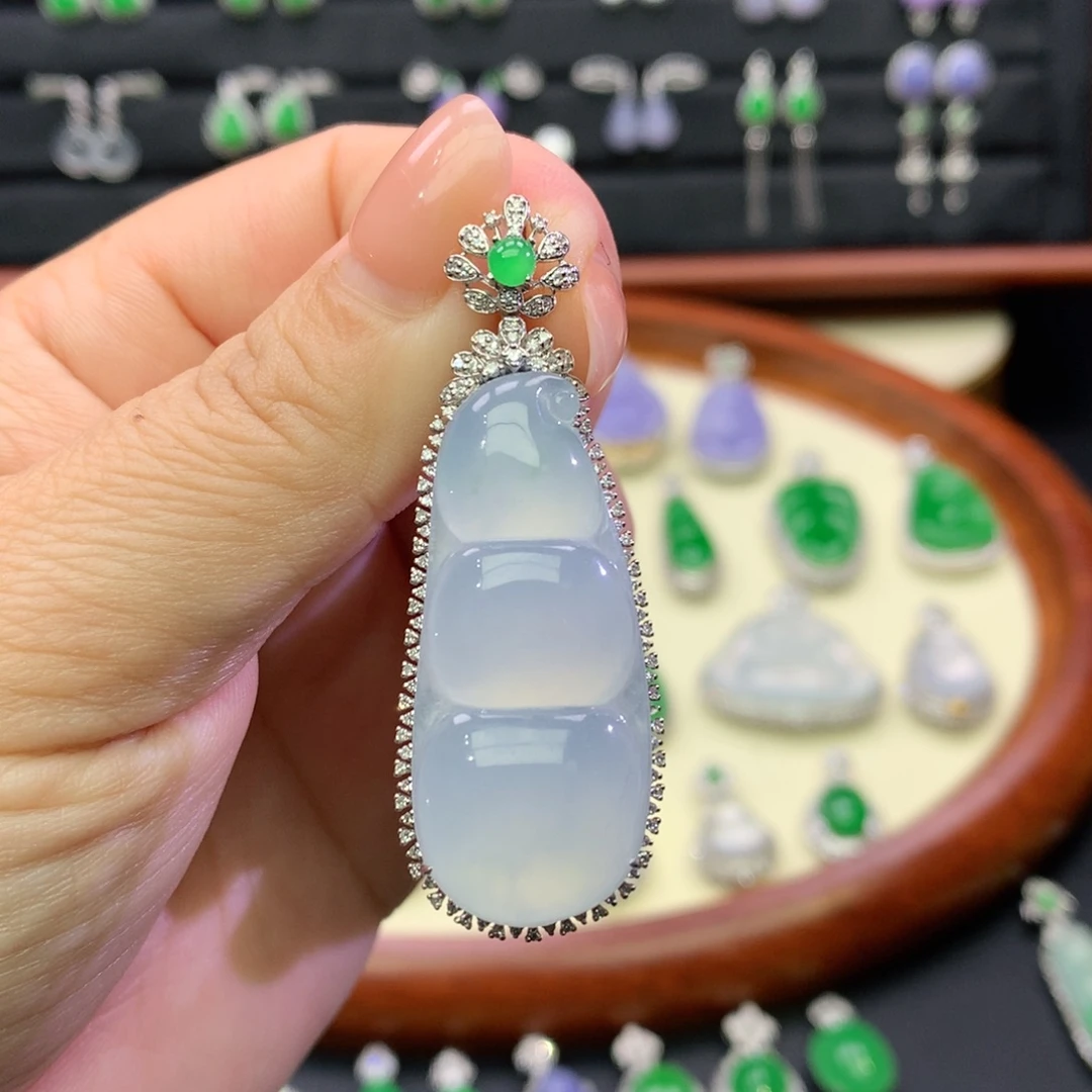 翡翠18K金镶嵌吊坠(不含链)