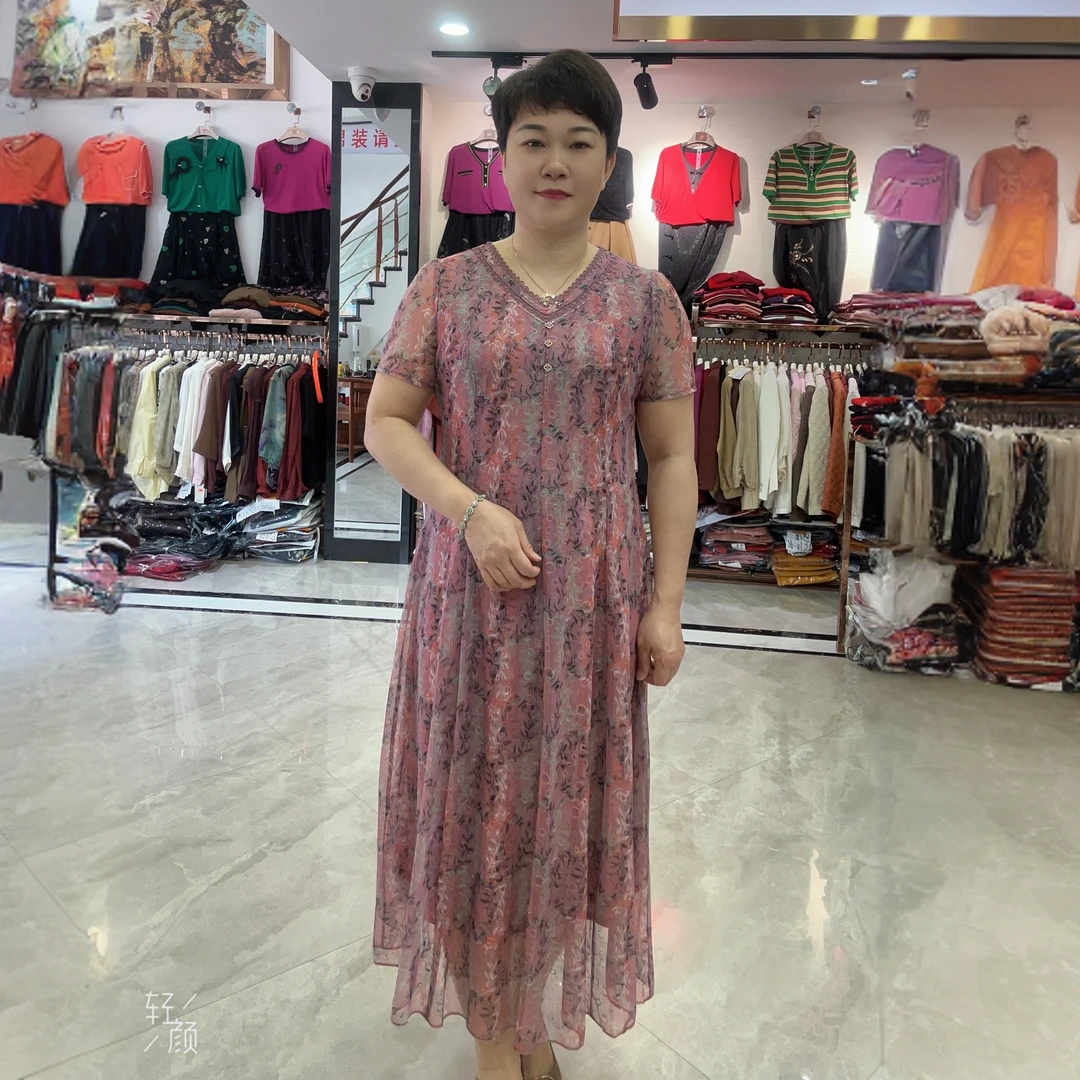 【燕珍时装】2025夏季新款7850时尚品牌台湾丝妈妈装连衣裙 凯永