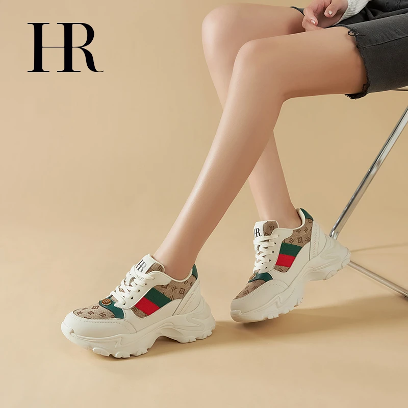 HR/赫莲娜女鞋2025轻奢厚底增高时尚小众休闲平底透气潮流老爹鞋