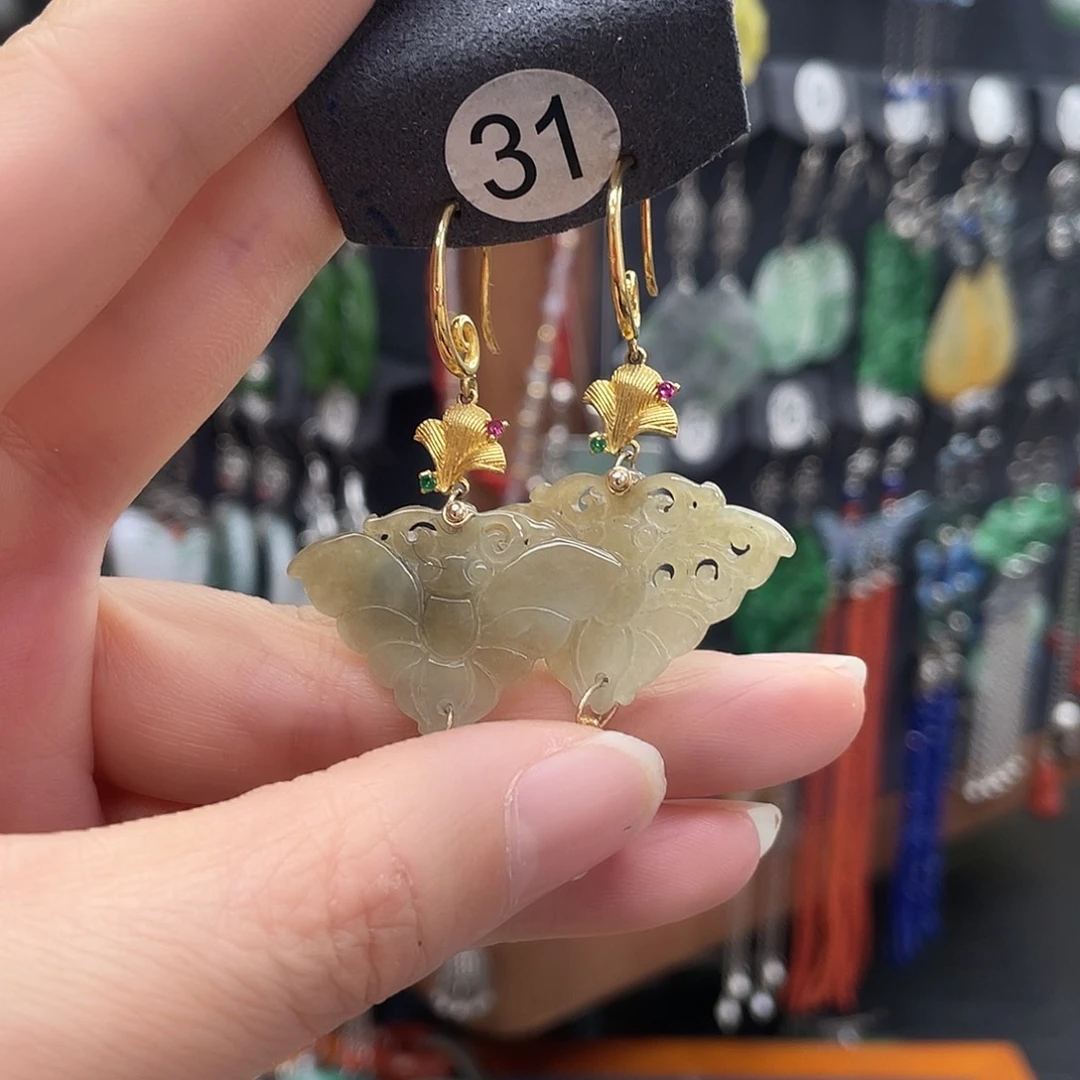 翡翠耳饰银S925镶嵌姚*883gehhgyh