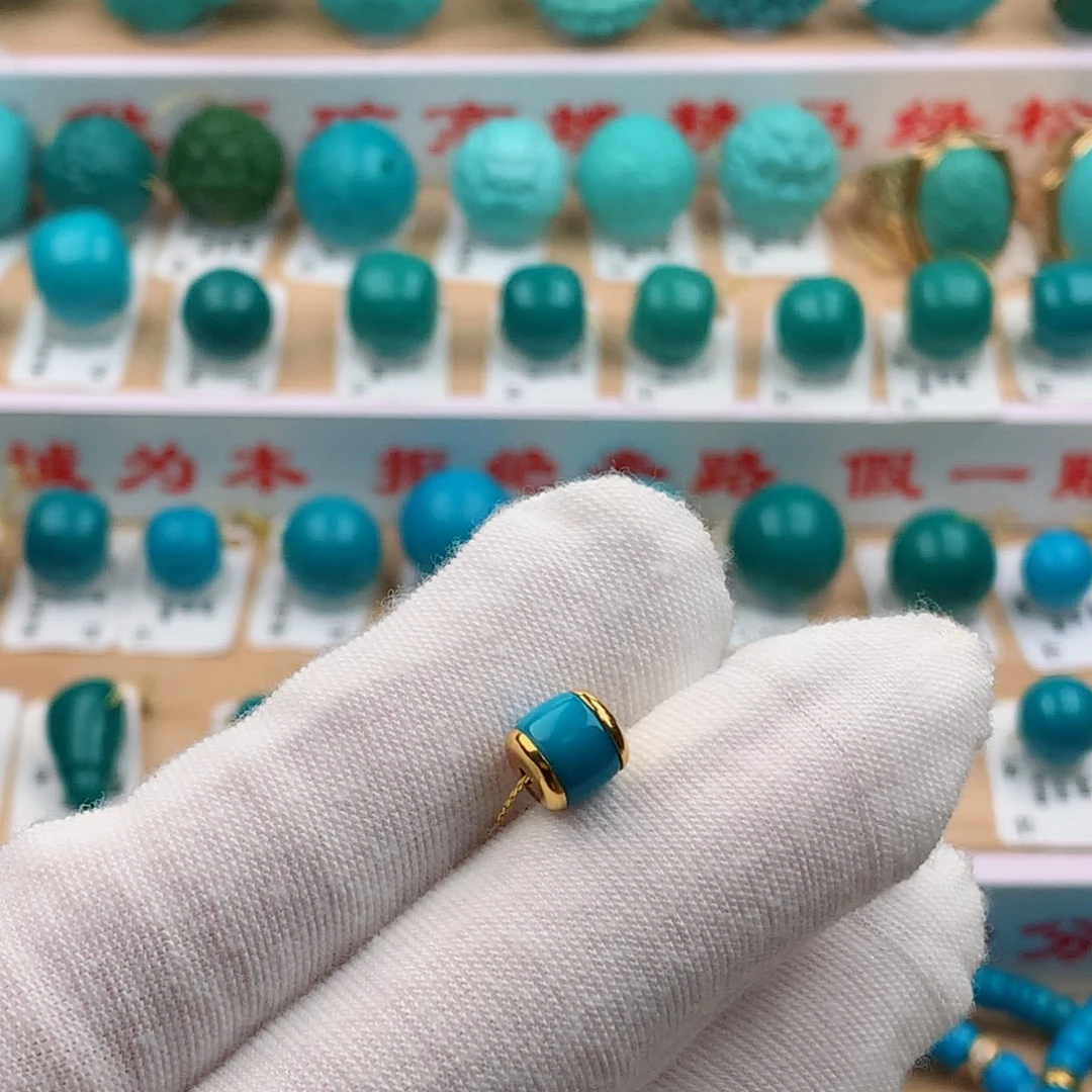 18K金镶嵌绿松石配饰6.5-6.5