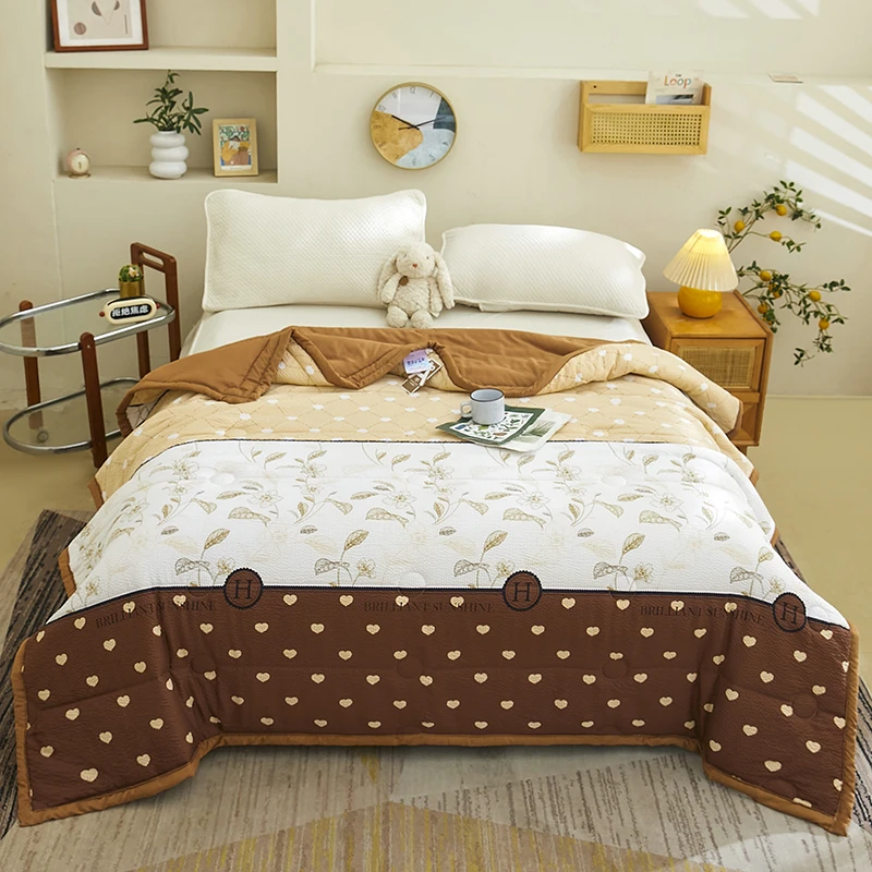2025新款韩式泡泡棉春夏亲肤有氧印花软糯空调被子学生宿舍可机洗