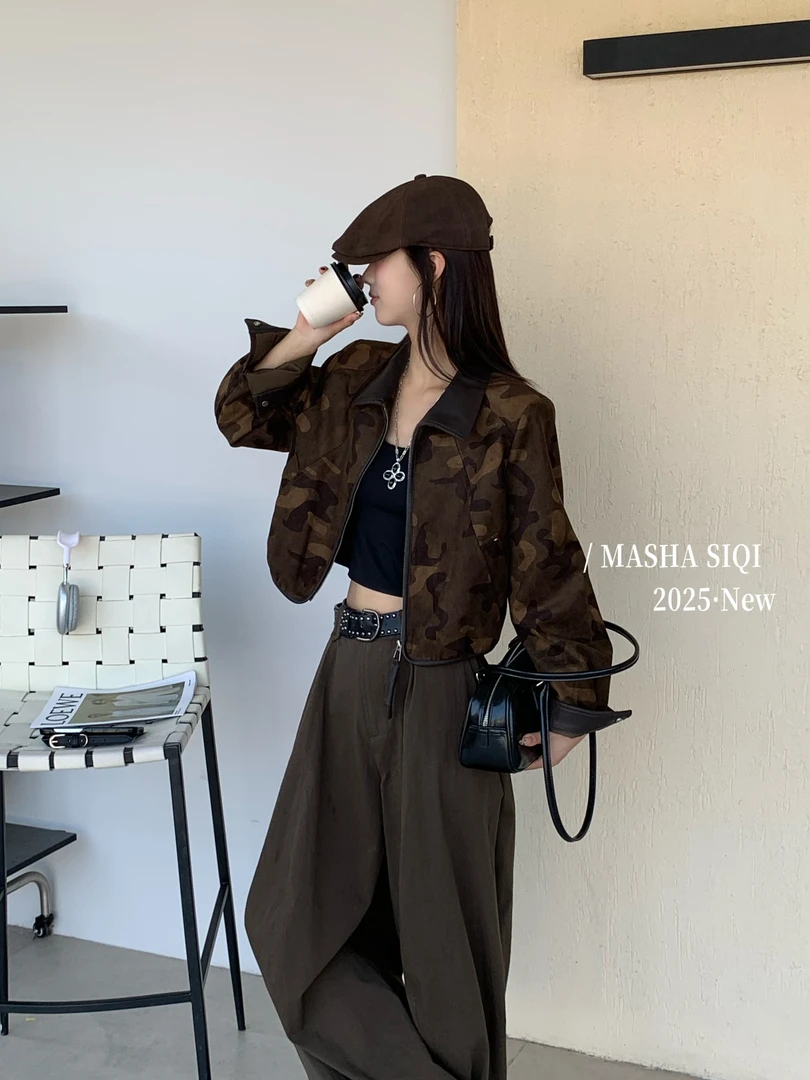 女人阁（外套66085）欧货潮牌拼接休闲个性百搭外套