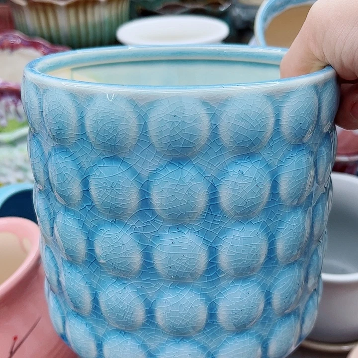 多肉绿植陶瓷花盆9.9包邮，有孔