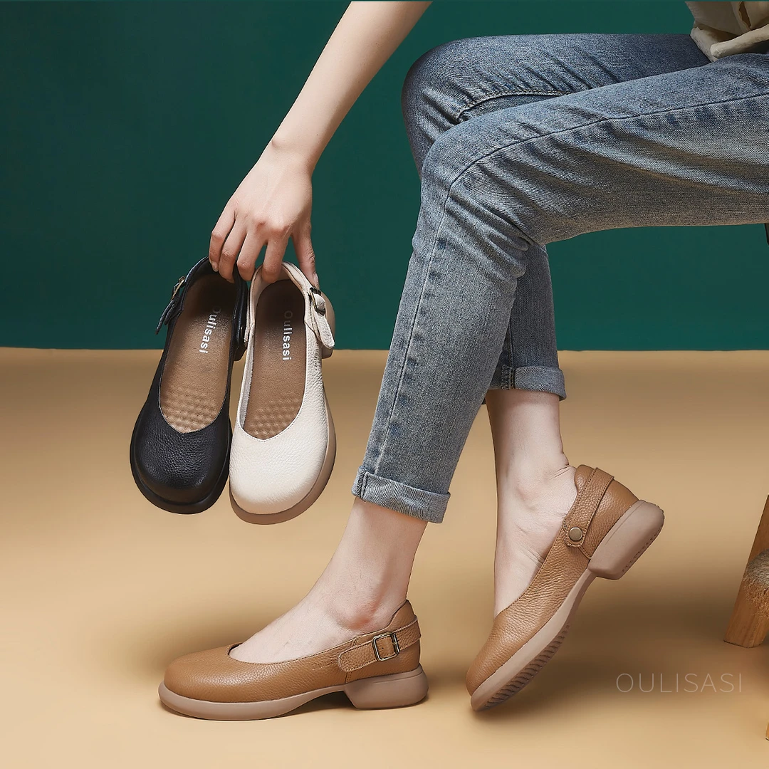 | 遇见-优雅 | 3.5CM中跟两穿升级版 头层牛皮2025防滑女单鞋607