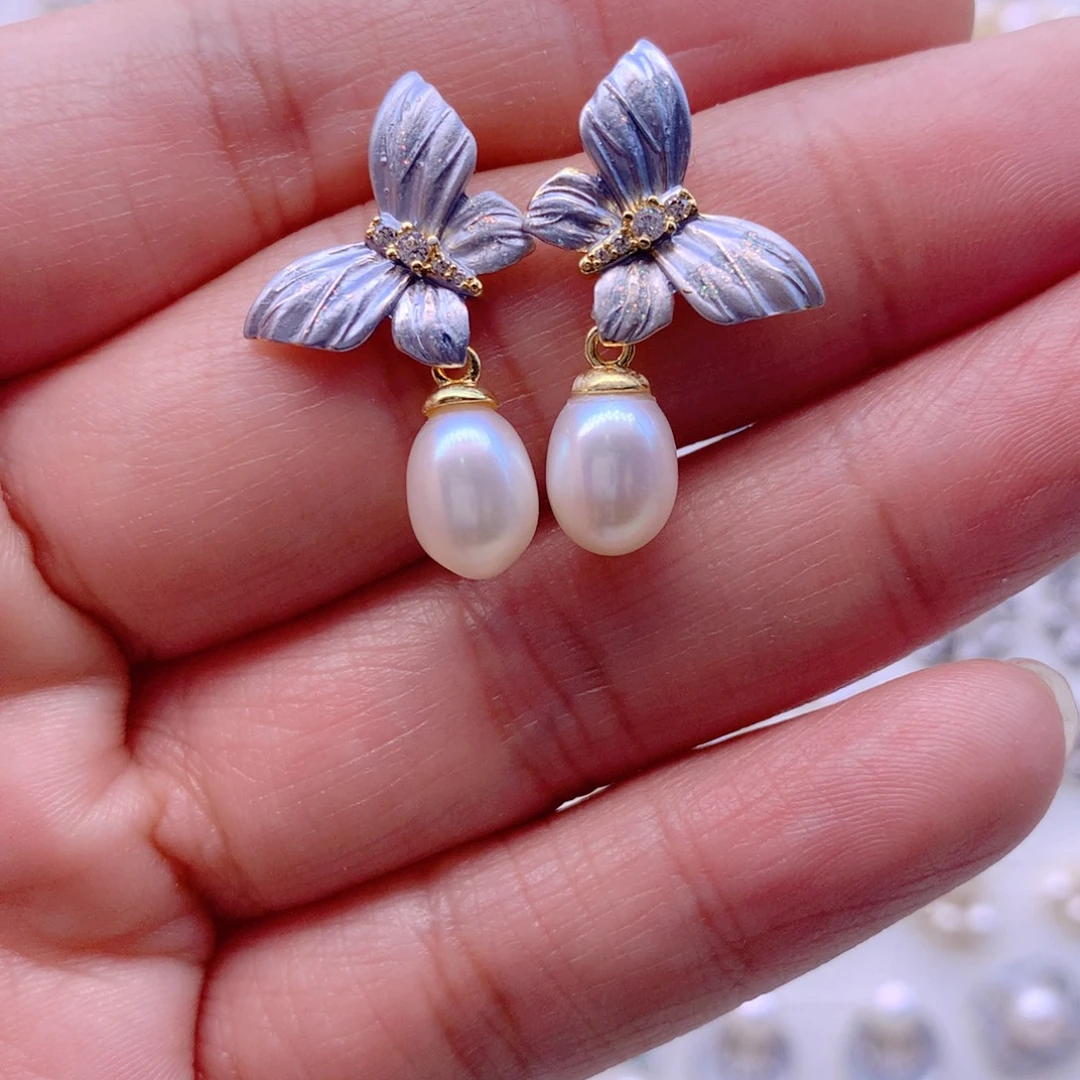 合金淡水珍珠耳饰