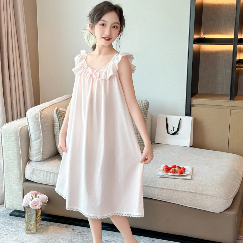 儿童吊带睡裙女大童夏季可爱日系甜美公主风睡衣6-12岁女孩家居服