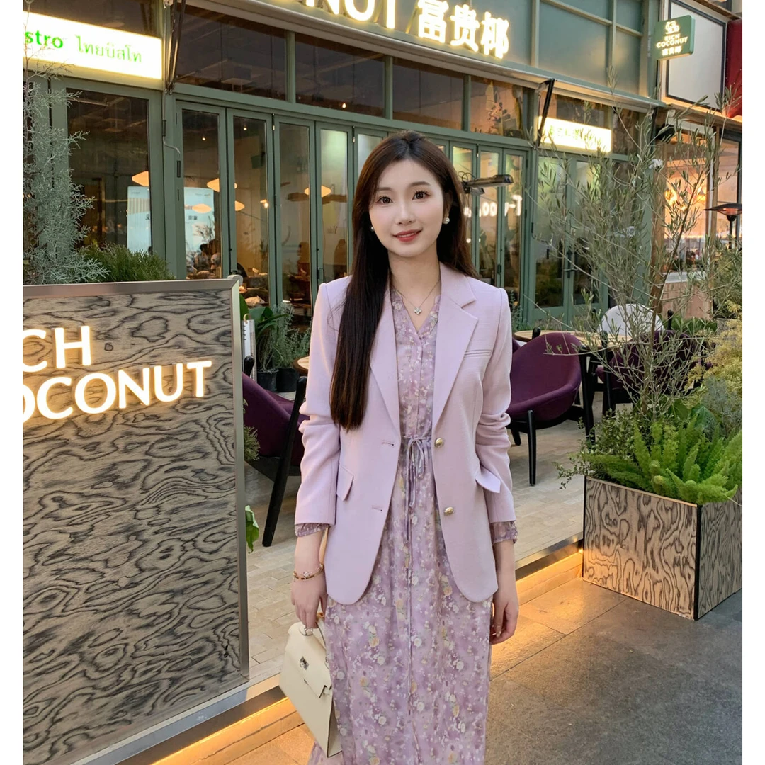 紫调 高端微闪小香格重工春款韩版气质显瘦新款西装外套XZ141/5