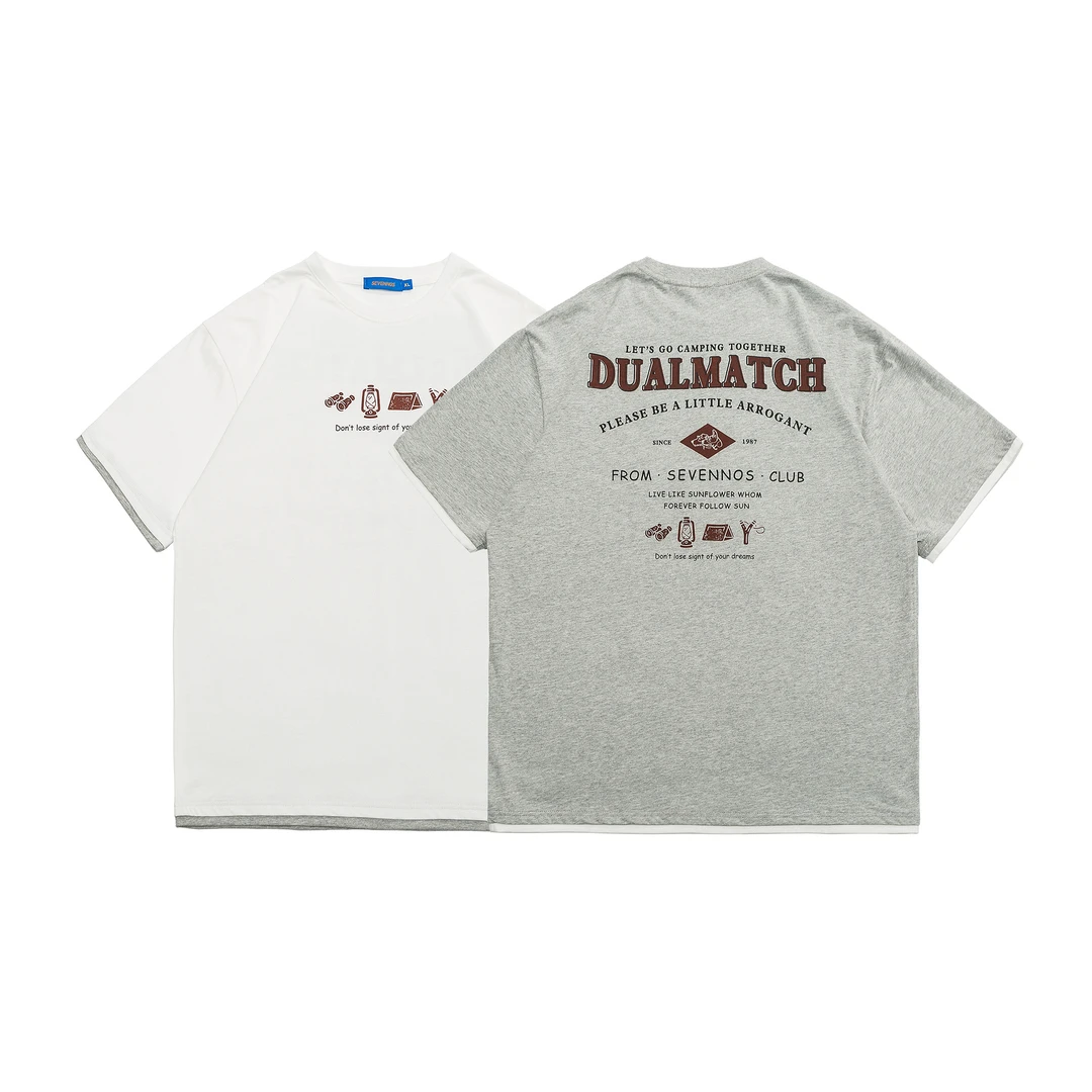 美式潮牌趣味印花圆领休闲短袖T恤男女ins潮流体恤-T2332