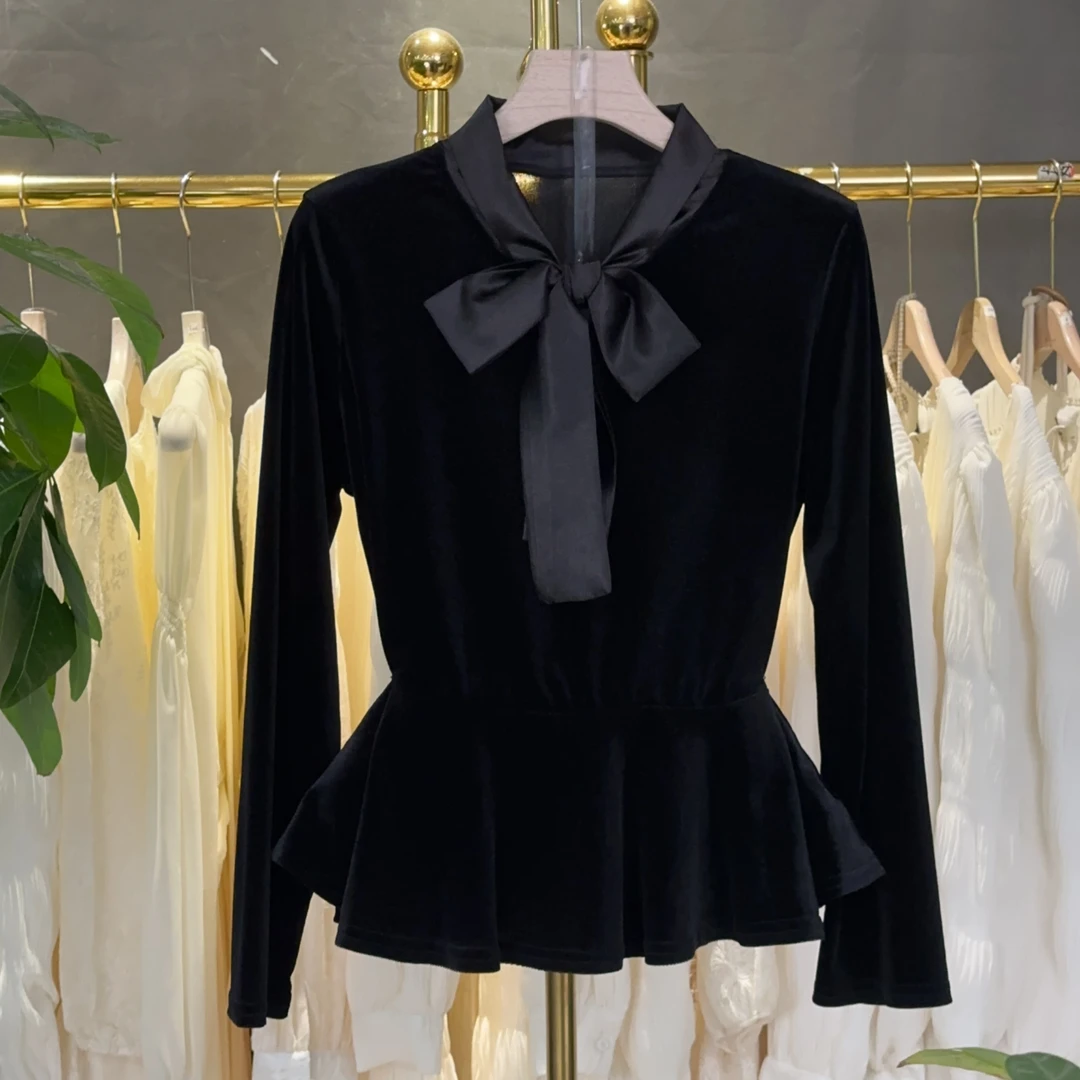 显瘦春季长袖常规不起球打底圆领打底衫蝴蝶结