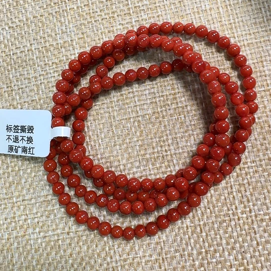 南红玛瑙未镶嵌手链项链多圈原矿南红瓦西满色满肉柿子锦4