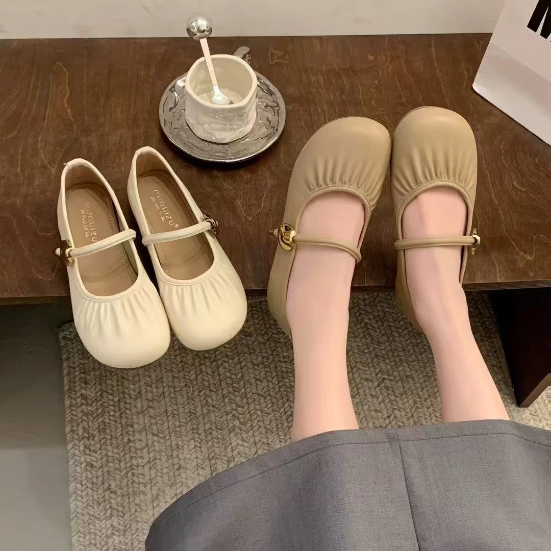 2838圆头舒适百搭软底软面平底豆豆鞋