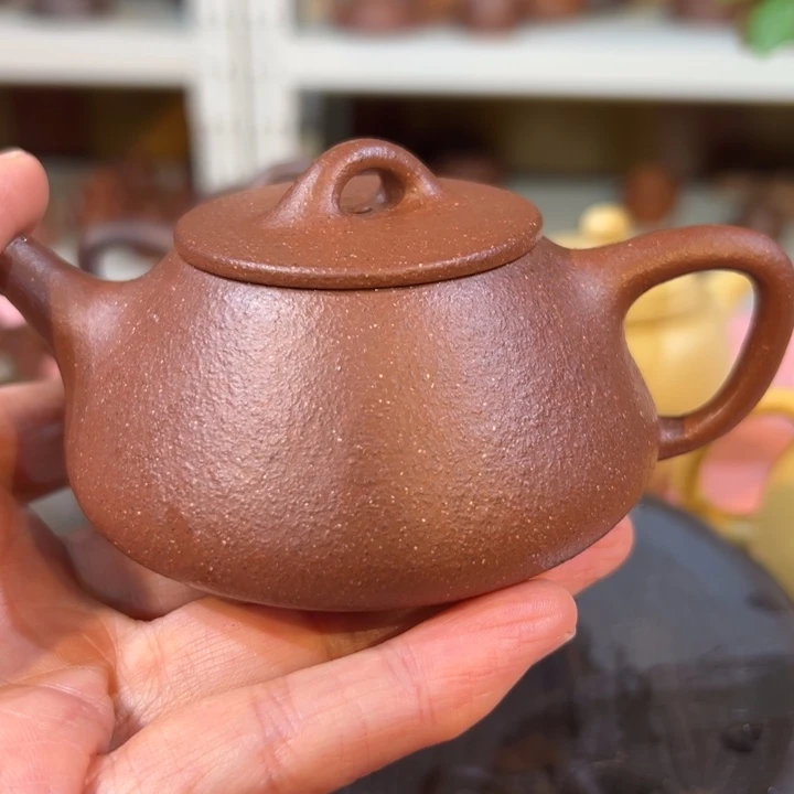 紫砂茶壶紫泥平盖石瓢150cg