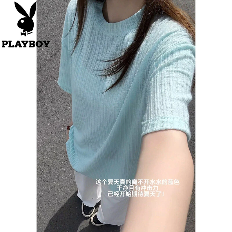 肌理感镂空坑条针织T恤男夏季新款潮牌老钱风宽松透气内搭打底衫