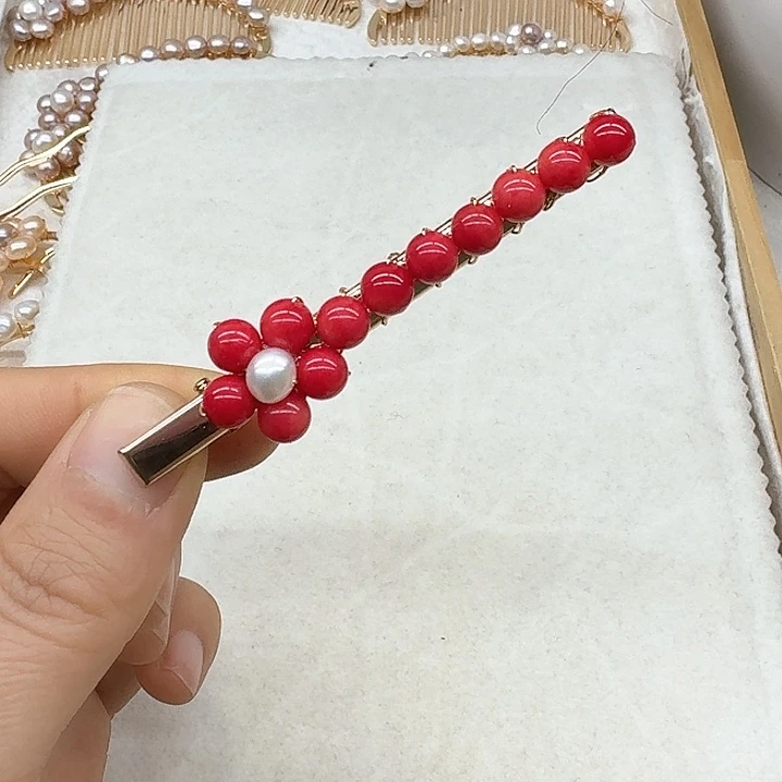 淡水珍珠发饰银S925镶嵌