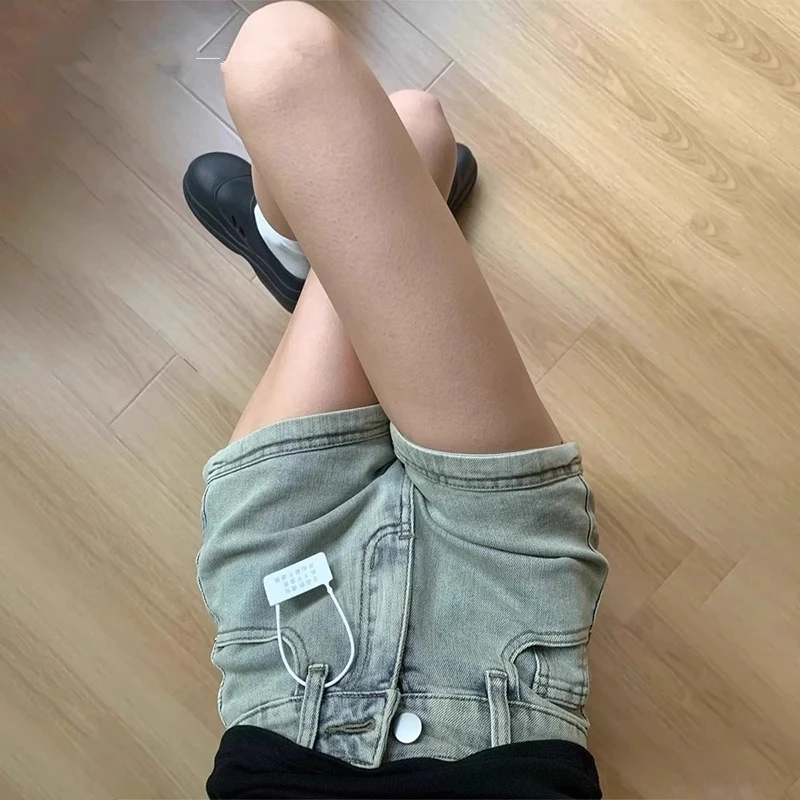 美式设计感牛仔短裤女2025夏季新款高腰辣妹紧身显瘦a字包臀热裤