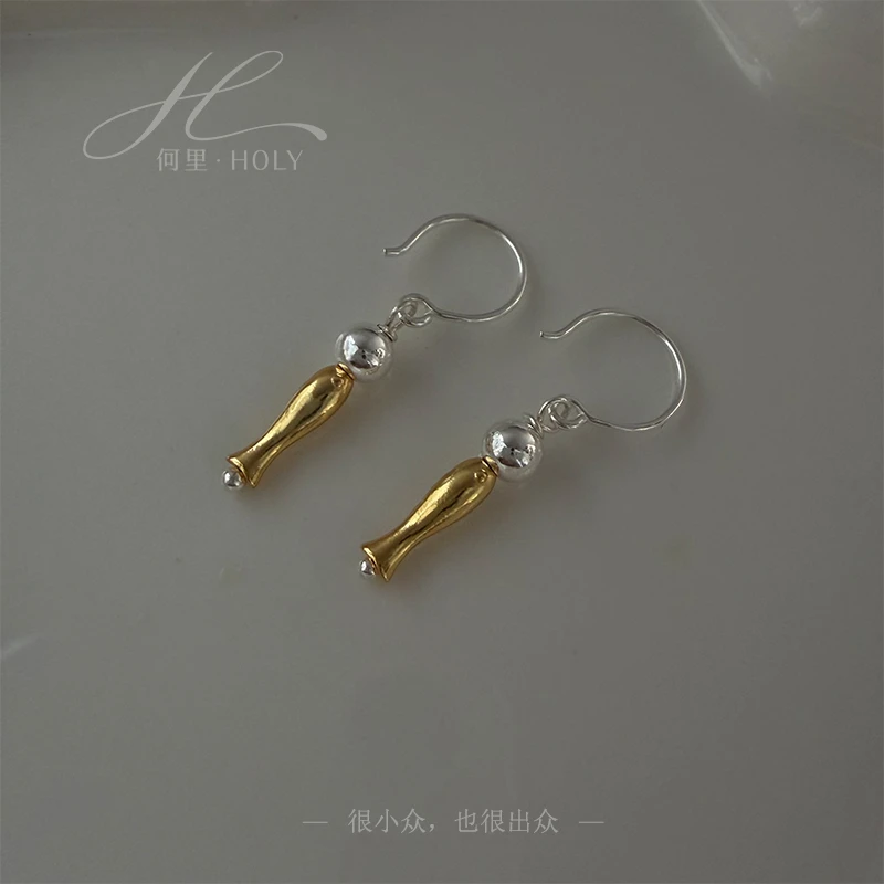 925银耳饰 【鲲】原创设计小众百搭高级感气质新中式金色小鱼耳环