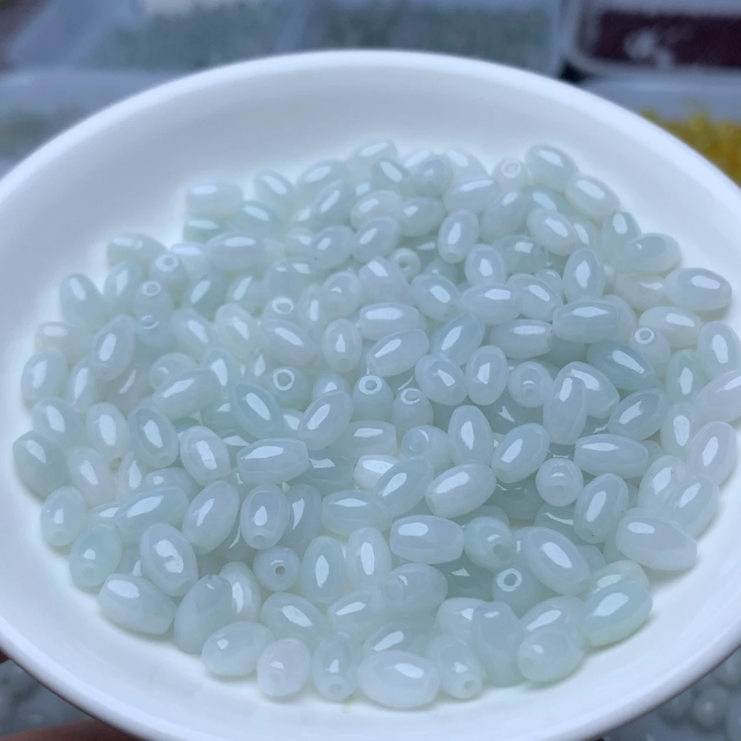 散珠翡翠卡4.5*7.5冰米珠100个
