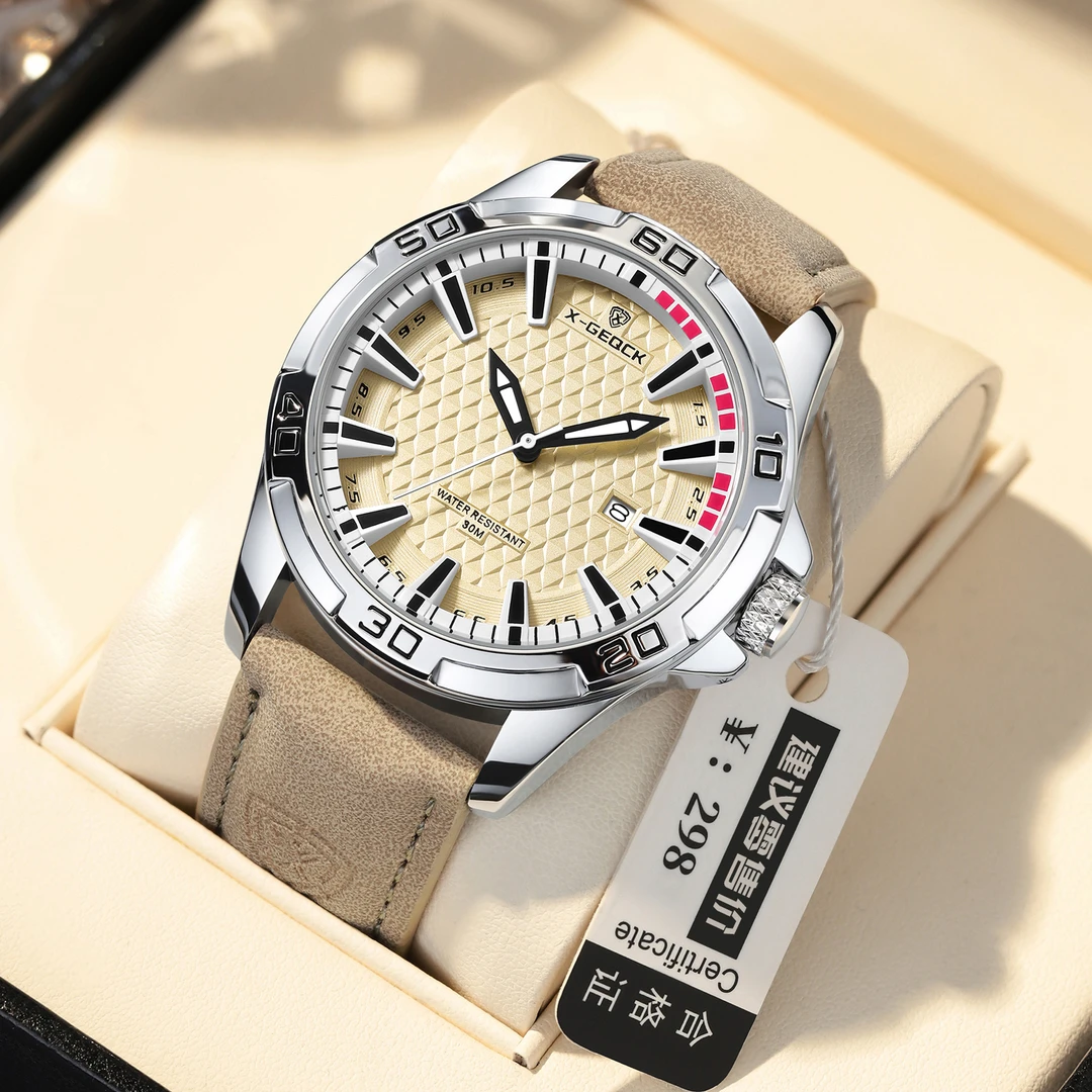 新款男士手表男款商务高颜值日历夜光潮流手表男瑞士品牌石英手表