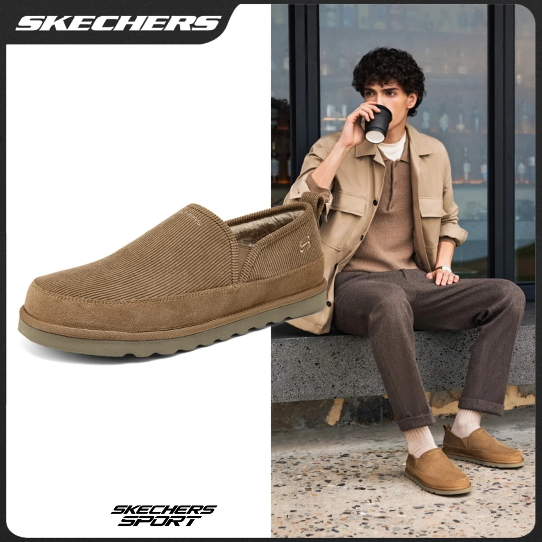 斯凯奇冬季新款男鞋一脚蹬休闲运动鞋加绒保暖防滑健步鞋205472