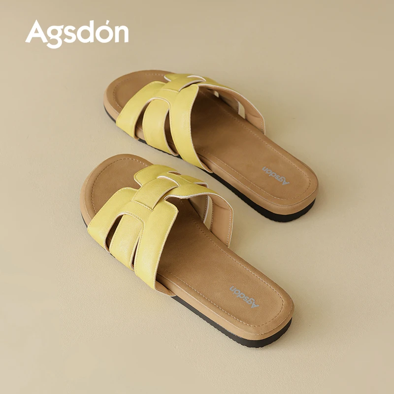 Y奥古狮登平底拖鞋女2025新款夏外穿配裙子一脚蹬休闲沙滩凉拖鞋Y