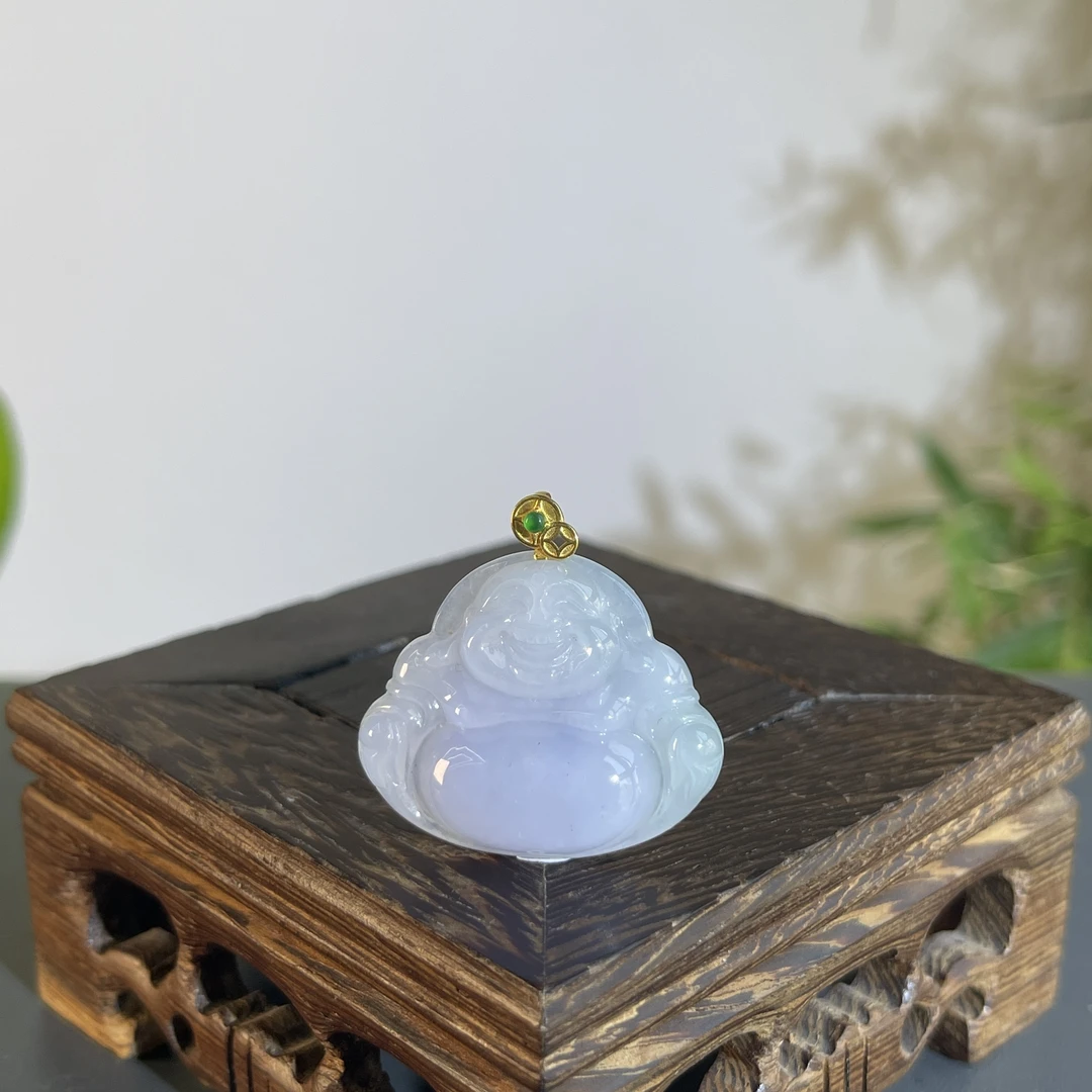 JTW16-76 天然缅甸A货翡翠 18K扣佛公