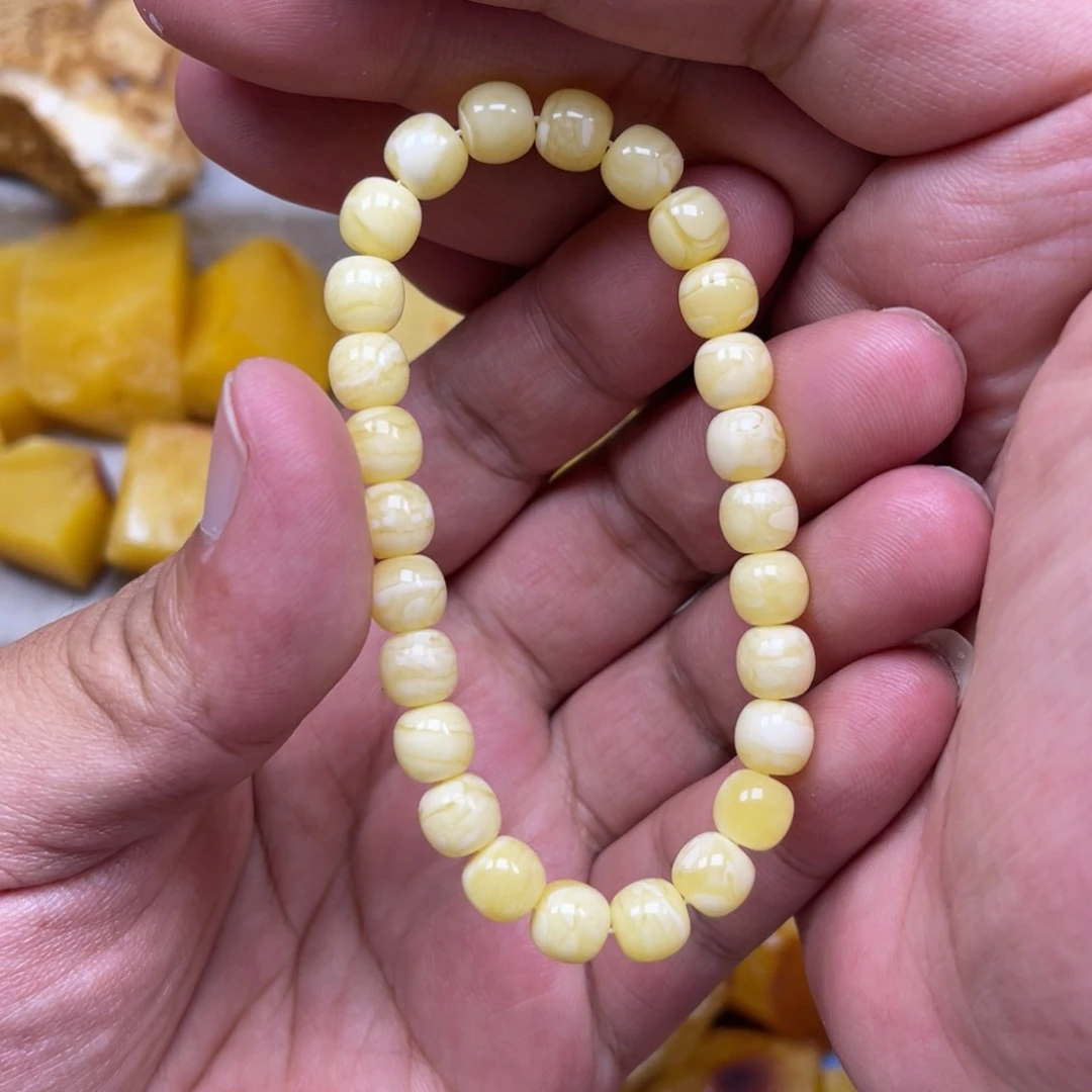 未镶嵌蜜蜡裸石老型手串
