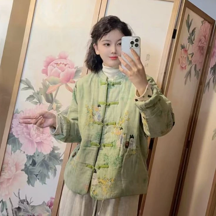 6341 国风中式盘扣棉服外套女2025冬季新款洋气百搭宽松女士棉衣