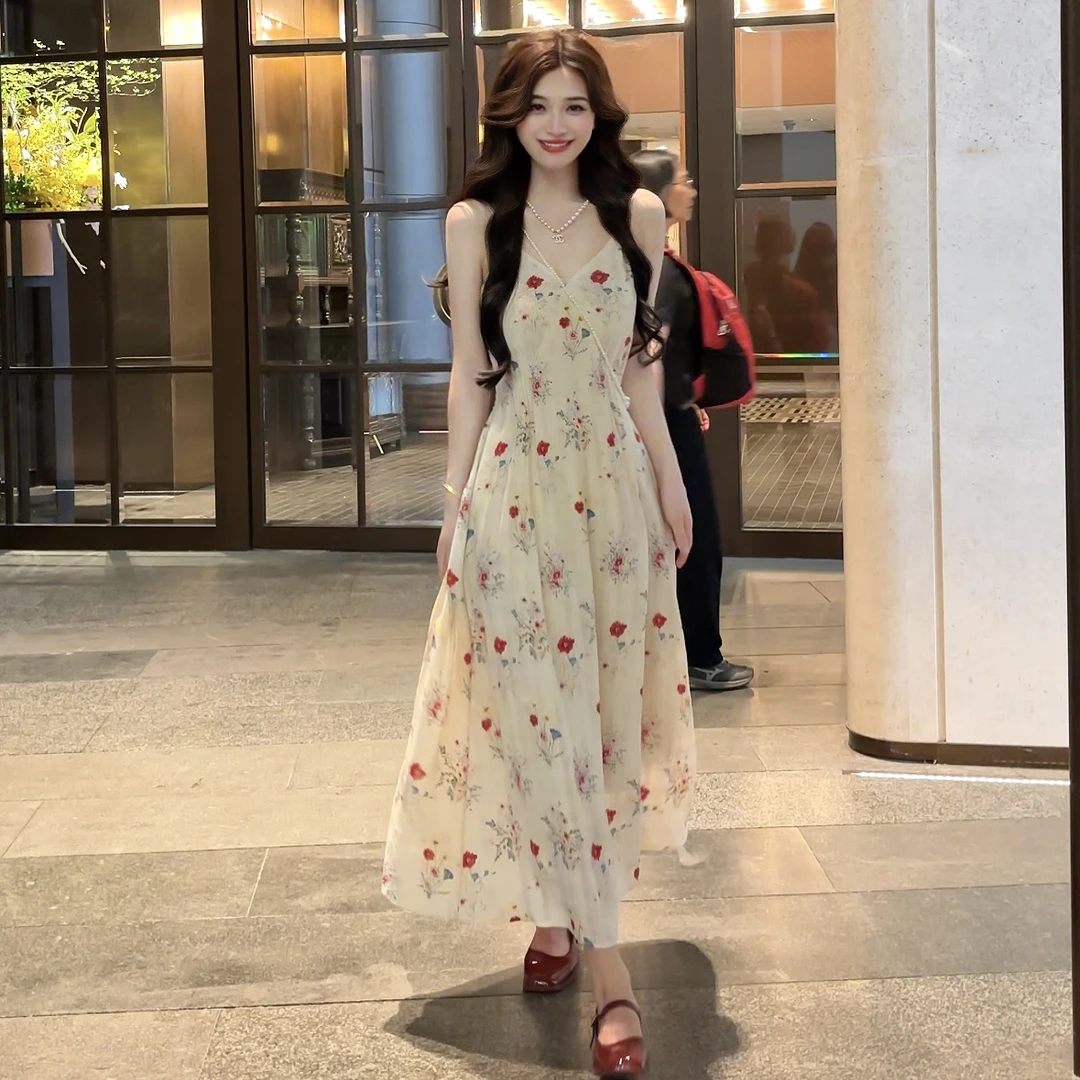 一一【有口袋】连衣裙女显瘦法式慵懒温柔浪漫氛围满满吊带裙子1381