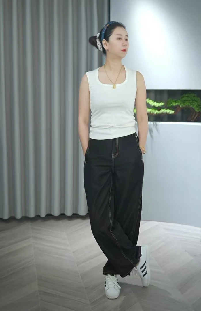 【裤长102-106】阳离子防褪色垂感无弹力直筒裤24200
