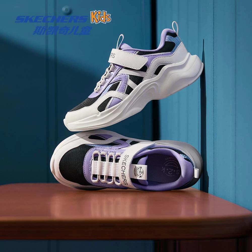 斯凯奇女童鞋舒适魔术贴运动鞋跑步鞋潮款鞋老爹鞋303691L