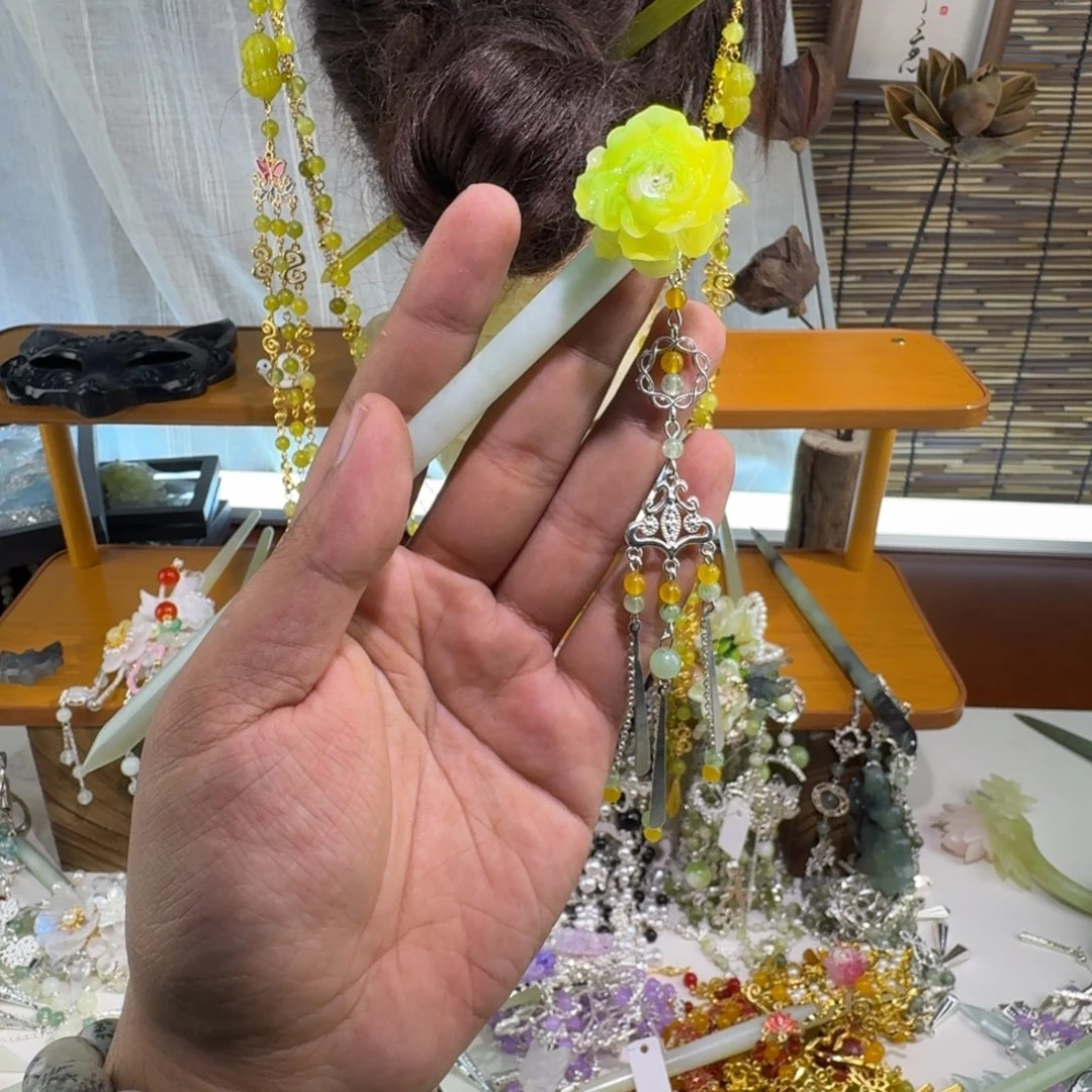 蛇纹石玉合金发饰
