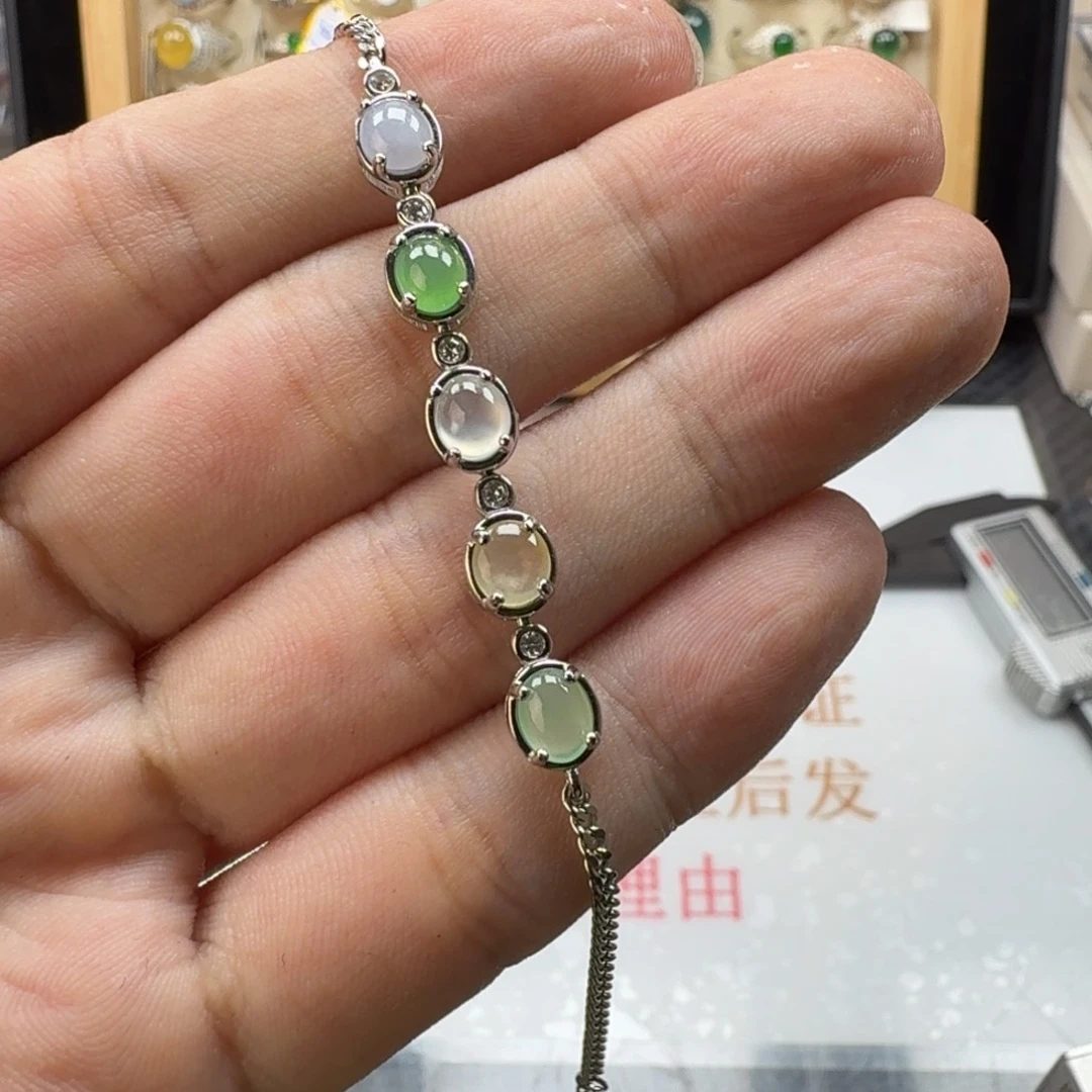 银S925镶嵌戒指翡翠天然缅甸翡翠A货